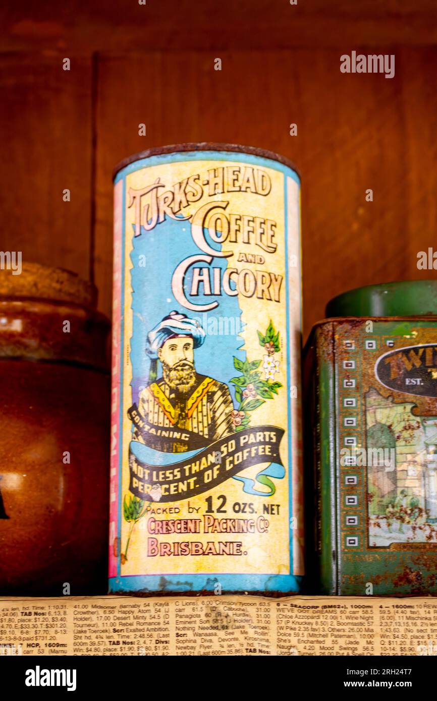 Turks-Head Coffee and Chickory Powder Tin, museo, Australia. Foto Stock