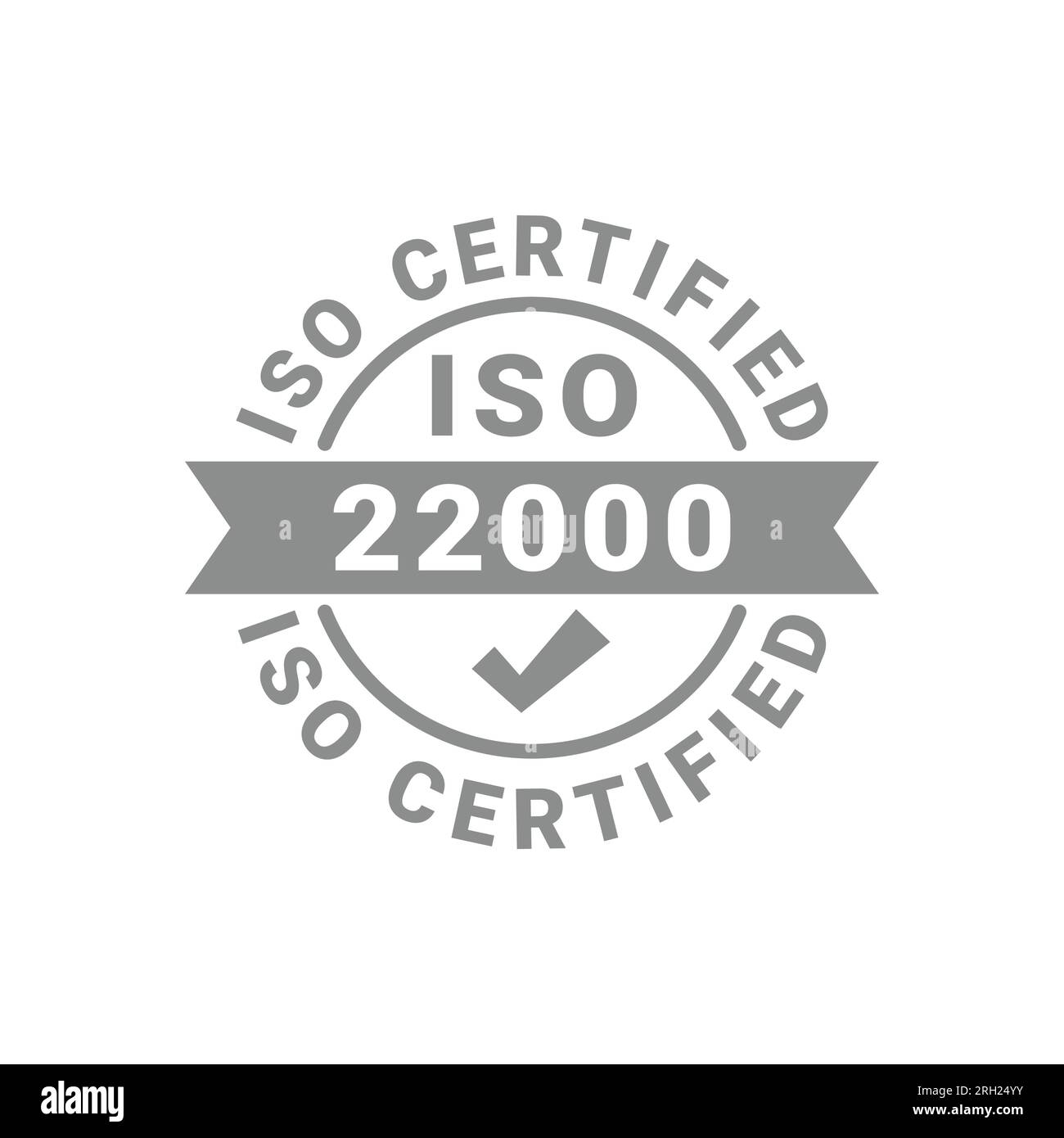 Etichetta vettoriale certificata ISO. icona vettore badge certificato 22000. Illustrazione Vettoriale
