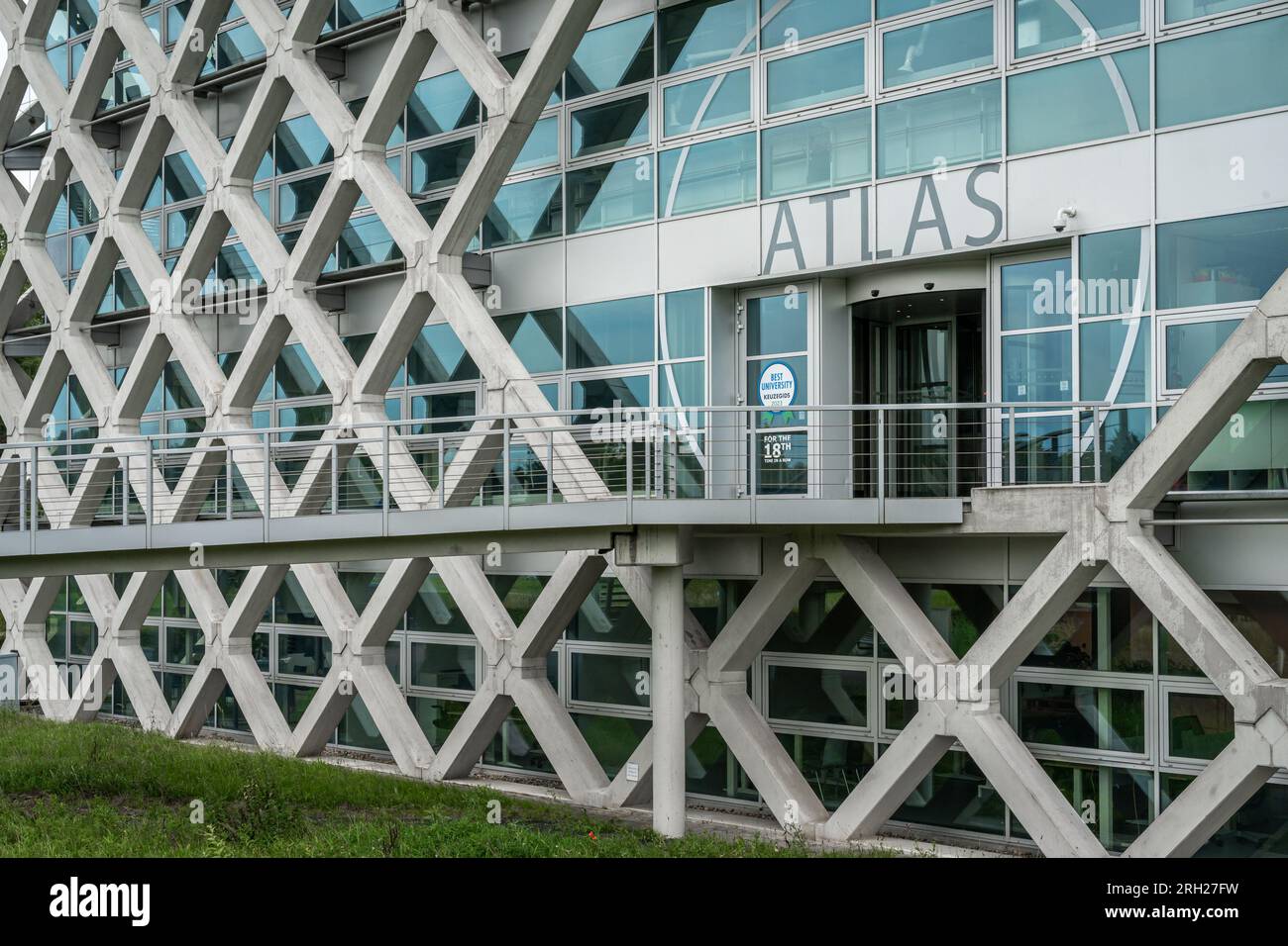 Wageningen, Paesi Bassi, 11.08.2023, dettaglio dell'edificio Atlas, parte della famosa Università olandese di Wageningen e ricerca Foto Stock