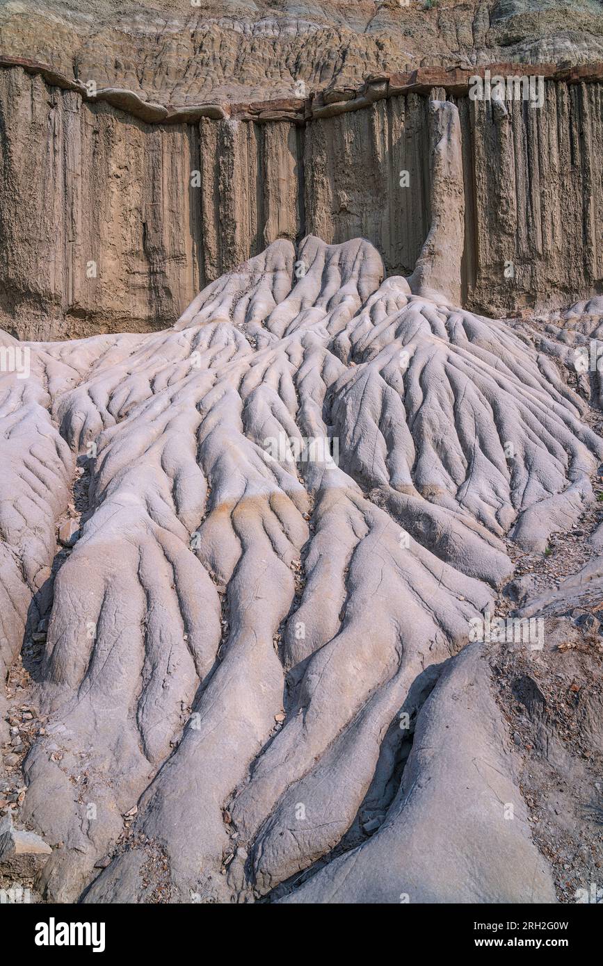 Affascinanti formazioni conosciute come concrezioni di palla di cannone nella North Unit del Theodore Roosevelt National Park Foto Stock