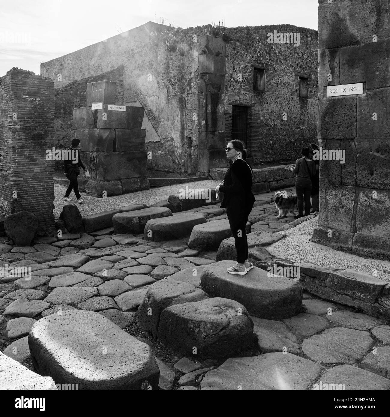 Sito archeologico di Pompei, Campania, Italia. Di fronte all'hotel. Pompei, Ercolano e Torre Annunziata sono collettivamente denominati A. Foto Stock