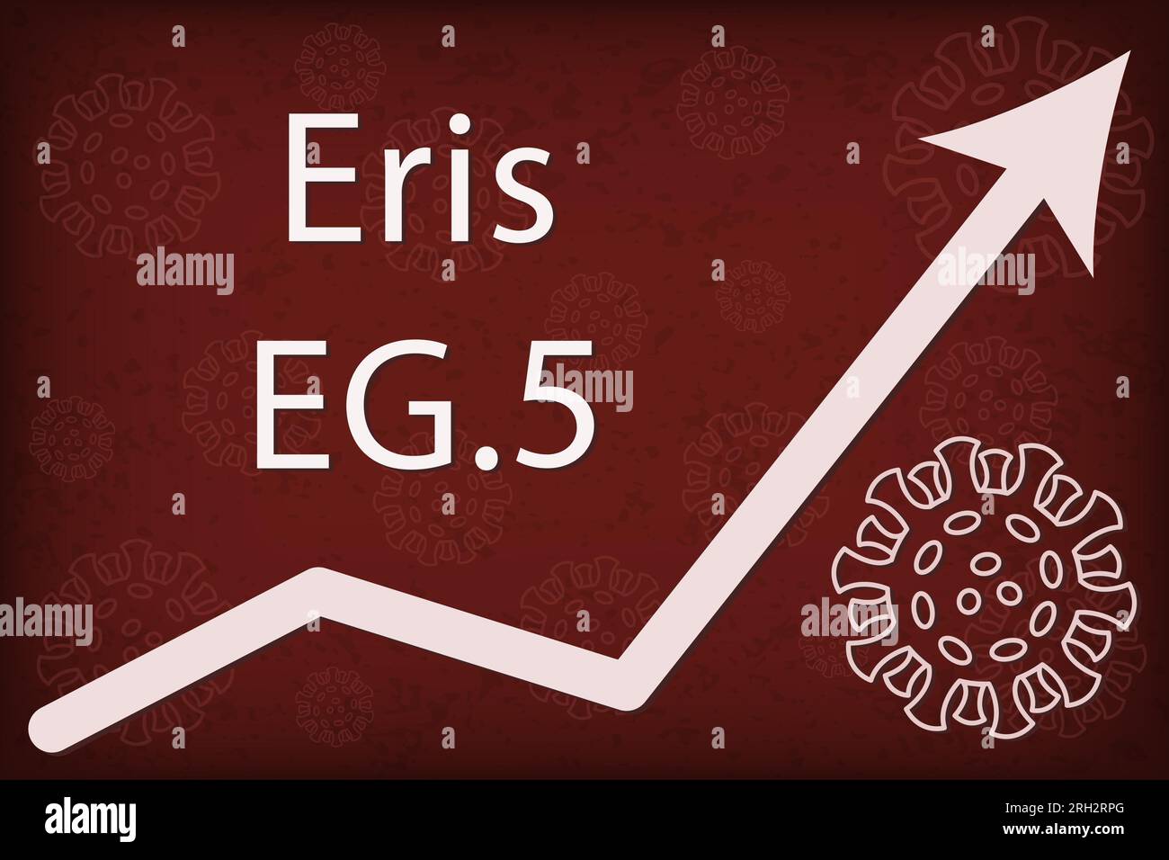 Omicron sotto-variante EG.5 (XBB.1,9.2,5) nota anche come Eris. La freccia mostra un aumento drammatico della malattia. Illustrazione Vettoriale