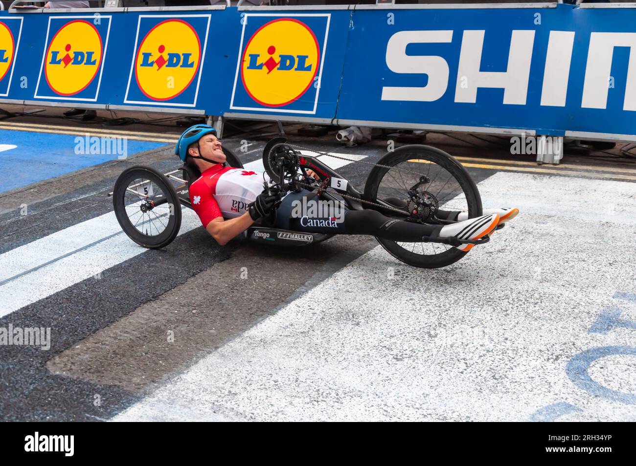 Glasgow, Scozia, Regno Unito. 13 agosto 2023. I Campionati del mondo di ciclismo su strada UCI Para-Cycling Road Team Relay. Credito: SKULLY/Alamy Live News Foto Stock