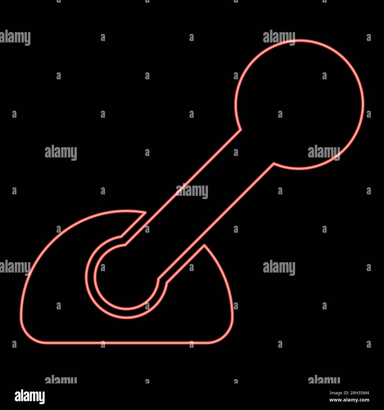 Concetto di comando a leva al neon interruttore della frizione on off cambio leva leva del cambio leva del cambio tecnologia automatica colore rosso illustrazione vettoriale immagine stile piatto Illustrazione Vettoriale