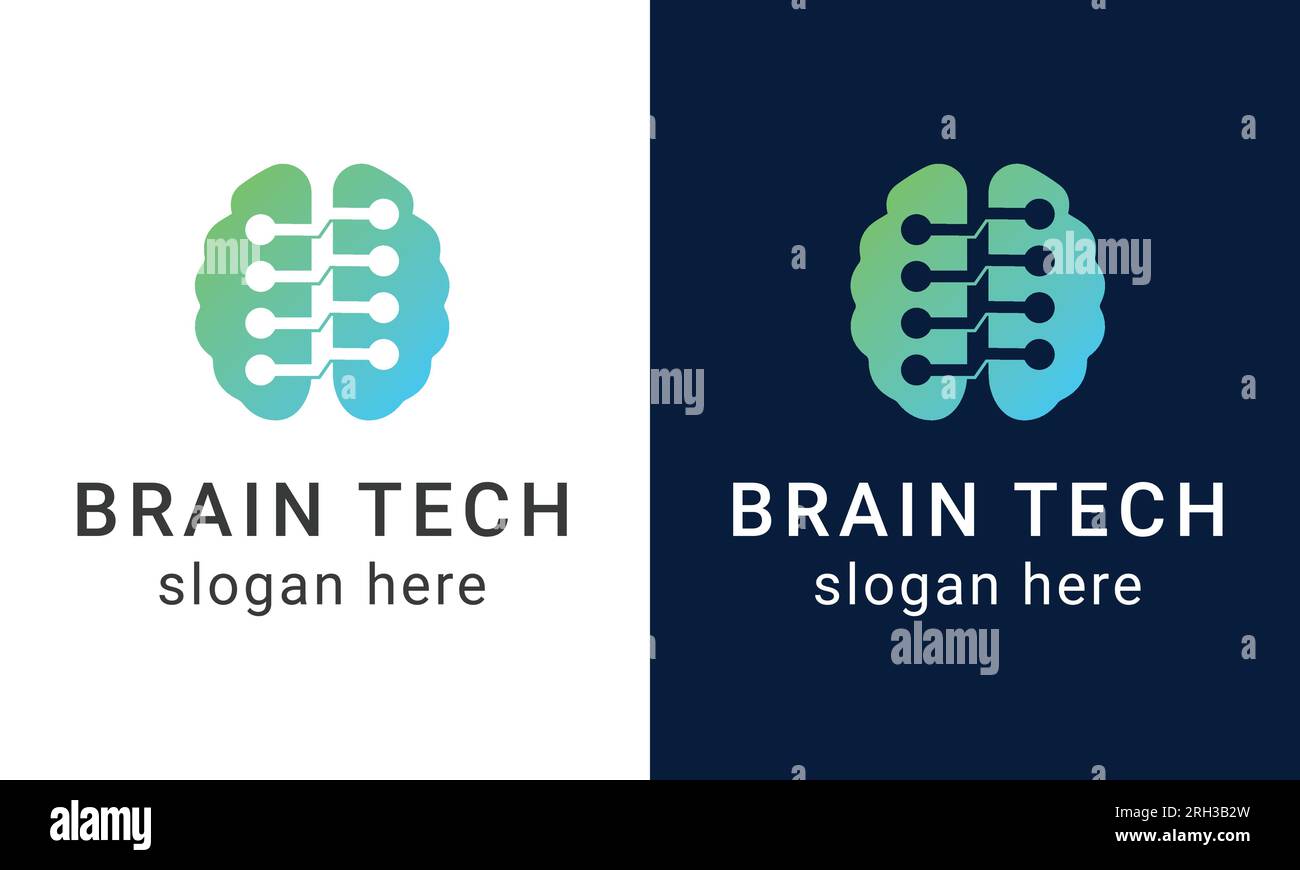 Logo Brain Tech Logo Design Smart Tech logotipo Illustrazione Vettoriale