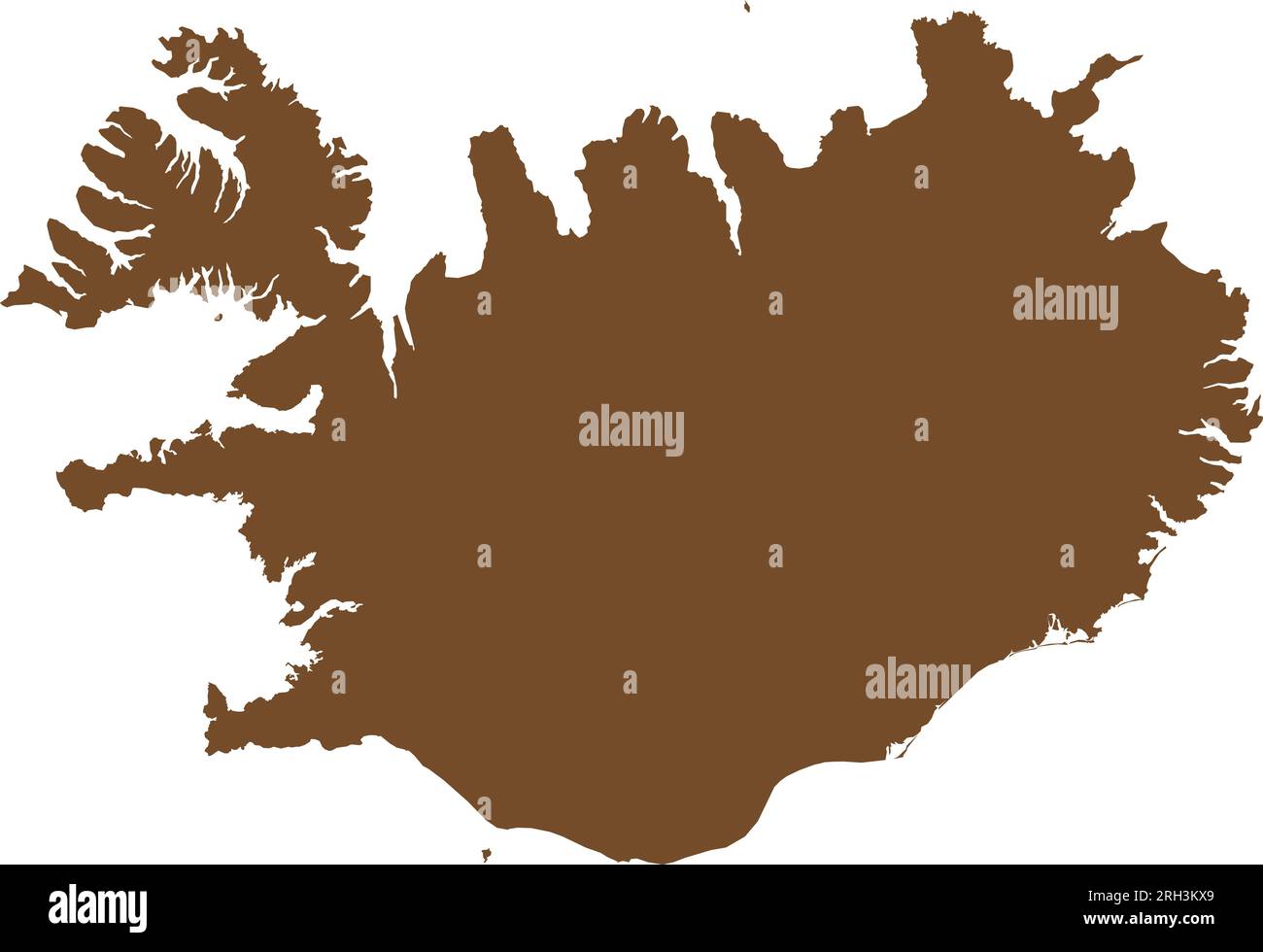 Mappa colore MARRONE CMYK dell'ISLANDA Illustrazione Vettoriale
