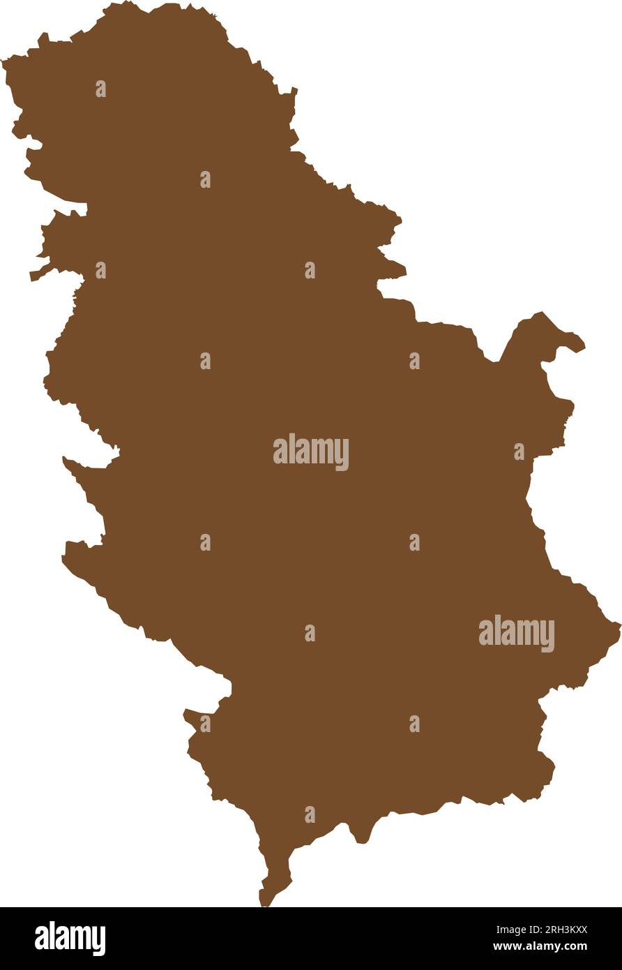 Mappa colore MARRONE CMYK della SERBIA (con KOSOVO) Illustrazione Vettoriale