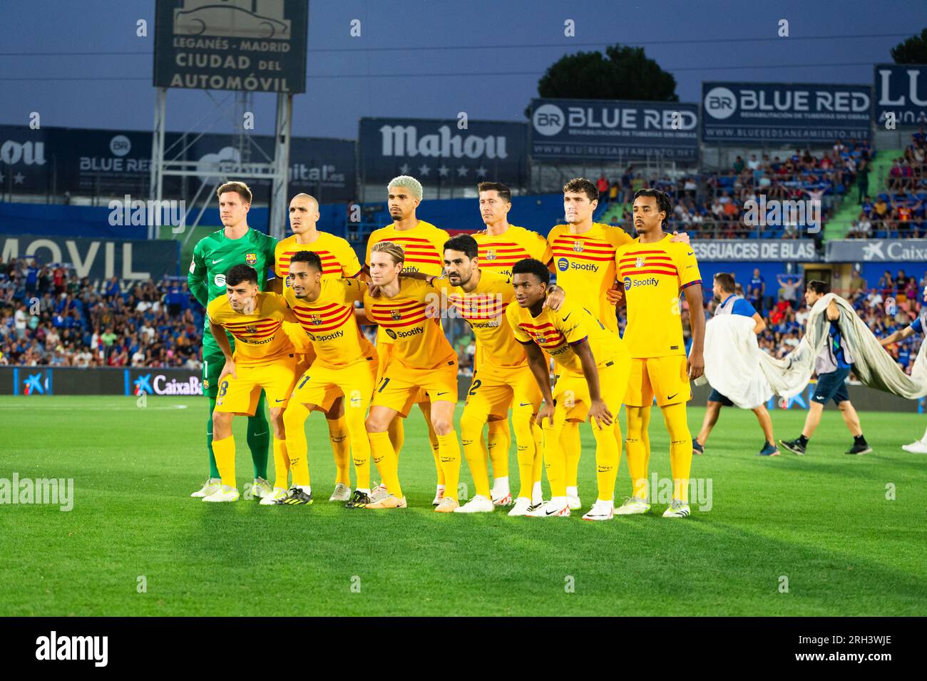 Getafe, Spagna. 13 agosto 2023. La squadra di Barcellona prima della partita di calcio LaLiga EA Sports tra Getafe e Barcelona ha giocato al Coliseum Alfonso Perez Stadium il 13 agosto 2023 a Getafe, Spagna credito: Agenzia fotografica indipendente/Alamy Live News Foto Stock