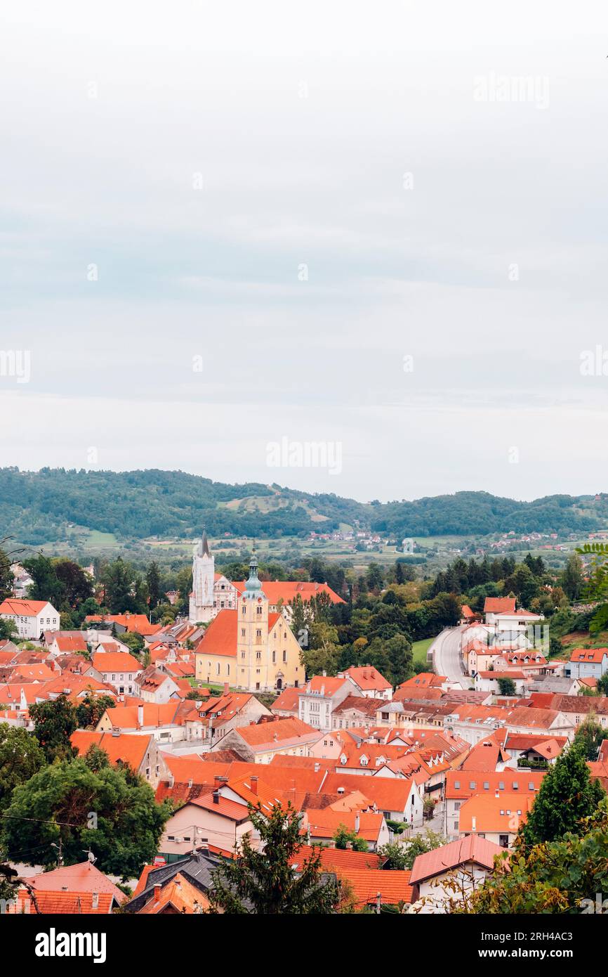 Vista aerea della città di Samobor, Croazia. Foto Stock