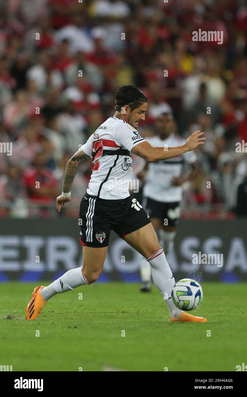 Rio de Janeiro, Brasile. 13 agosto 2023. Alexandre Pato di San Paolo, durante la partita tra Flamengo e San Paolo, per la serie A brasiliana 2023, allo Stadio Maracana, a Rio de Janeiro il 13 agosto. Foto: Daniel Castelo Branco/DiaEsportivo/Alamy Live News Credit: DiaEsportivo/Alamy Live News Foto Stock