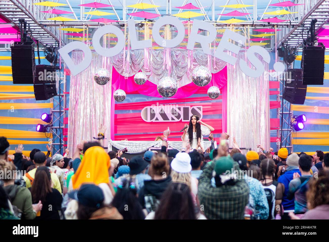 San Francisco, Stati Uniti. 12 agosto 2023. Adorate Delano al Princess at Oasis Day sul Delores Stage durante il giorno 2 del Festival musicale Outside Lands sabato 12 agosto 2023 a San Francisco, California. Foto: Annie Lesser/imageSPACE credito: Imagespace/Alamy Live News Foto Stock