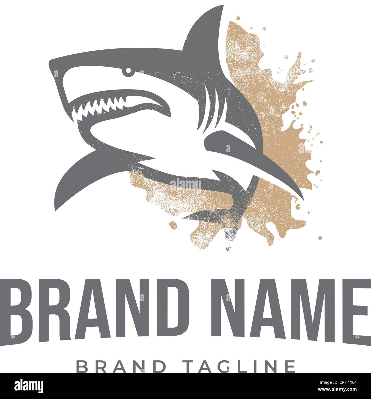 logo sands shark. logo realizzato con forma di sabbia e squalo, esplosione di squalo dalla sabbia, modello logo. Illustrazione Vettoriale