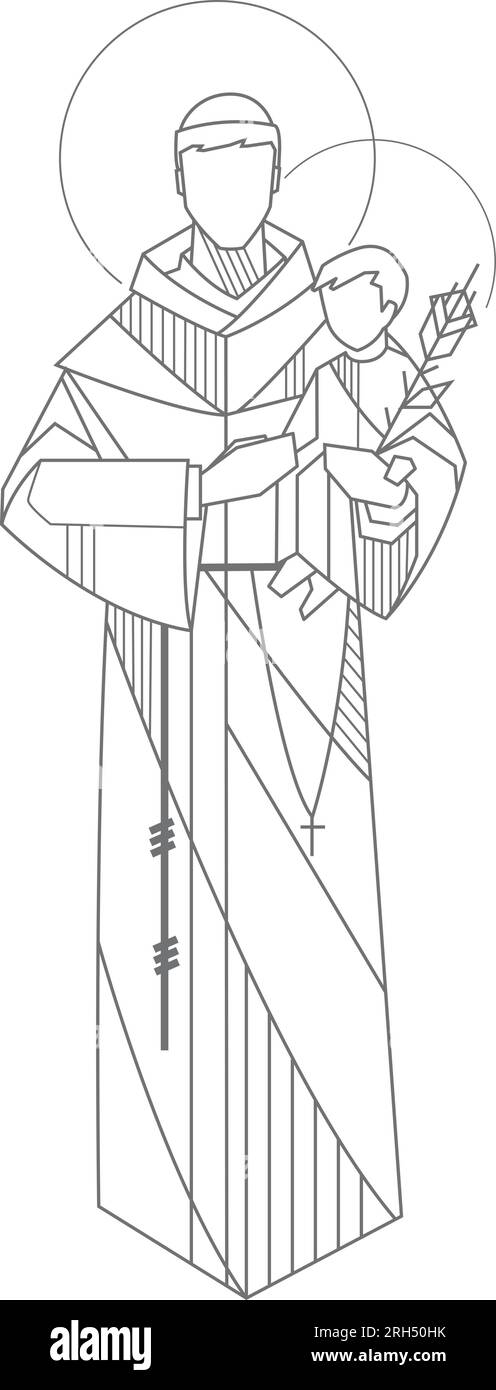 Illustrazione vettoriale disegnata a mano o disegno di Sant'Antonio da Padova Illustrazione Vettoriale