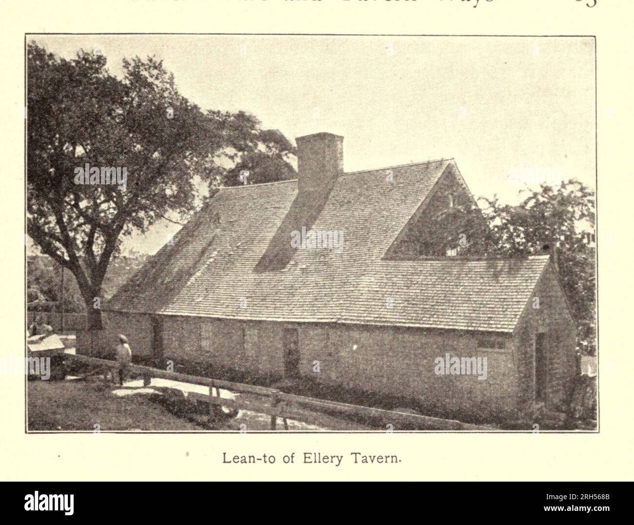 Ellery Tavern, Lean-to, Gloucester, Massachusetts. Massachusetts dal libro ' Stage-coach and tavern Days' di Earle, Alice Morse, 1851-1911 The Macmillan Company 1901 Foto Stock