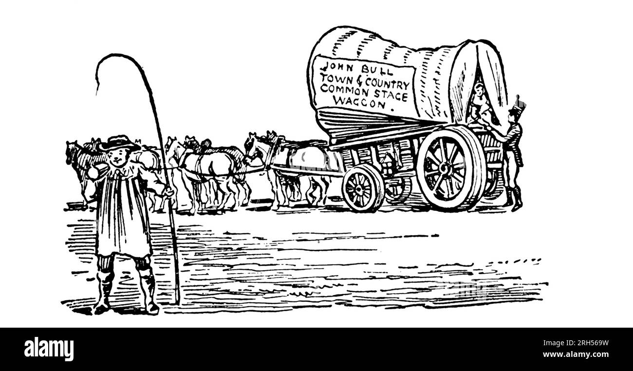 Carri da palco. Dalla stampa di un vecchio libro inglese tratto dal libro ' Stage-coach and tavern Days' di Earle, Alice Morse, 1851-1911 The Macmillan Company 1901 Foto Stock