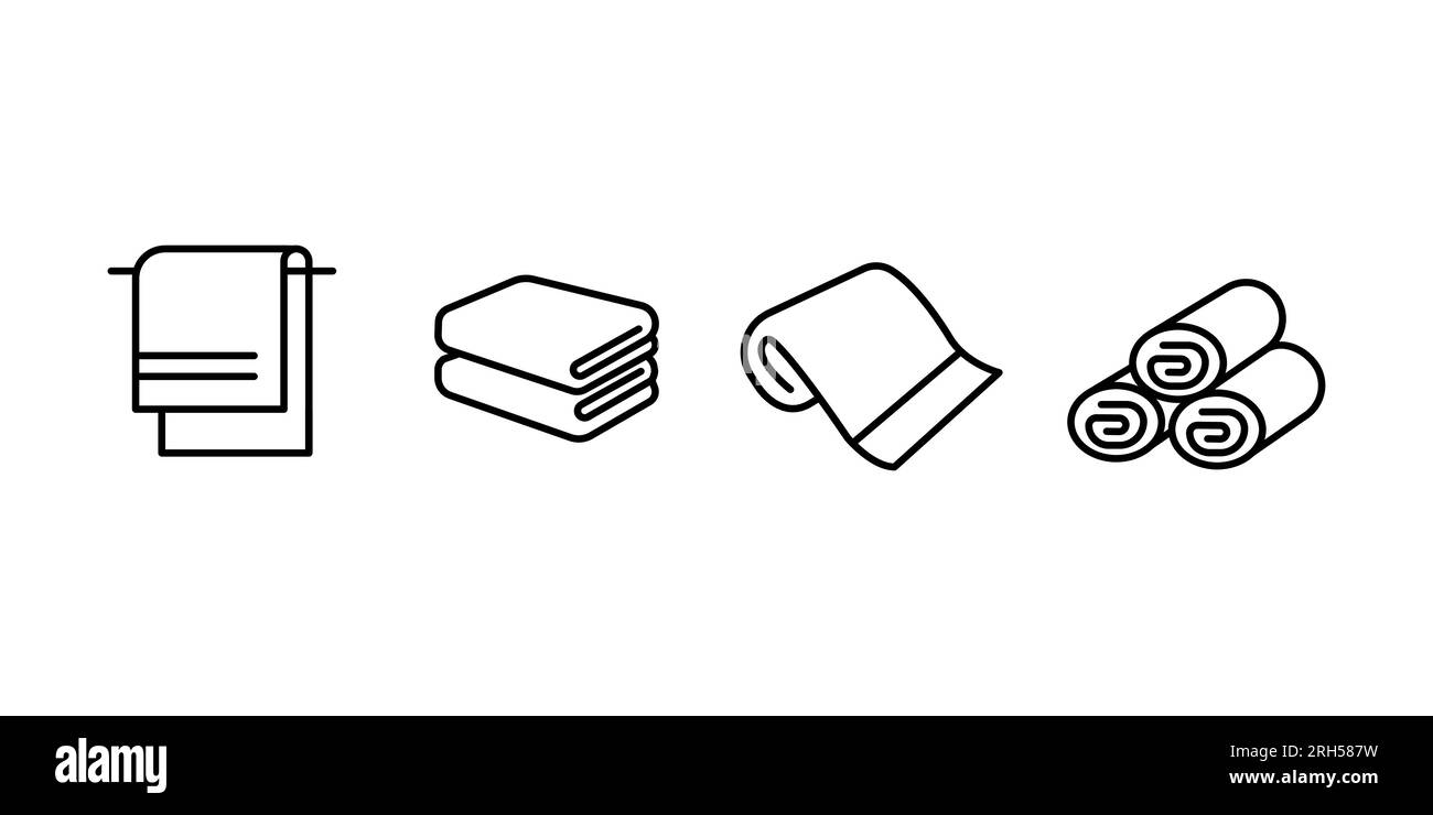 Modello simbolo set di icone asciugamani per illustrazione vettoriale del logo della collezione di grafica e web design Illustrazione Vettoriale