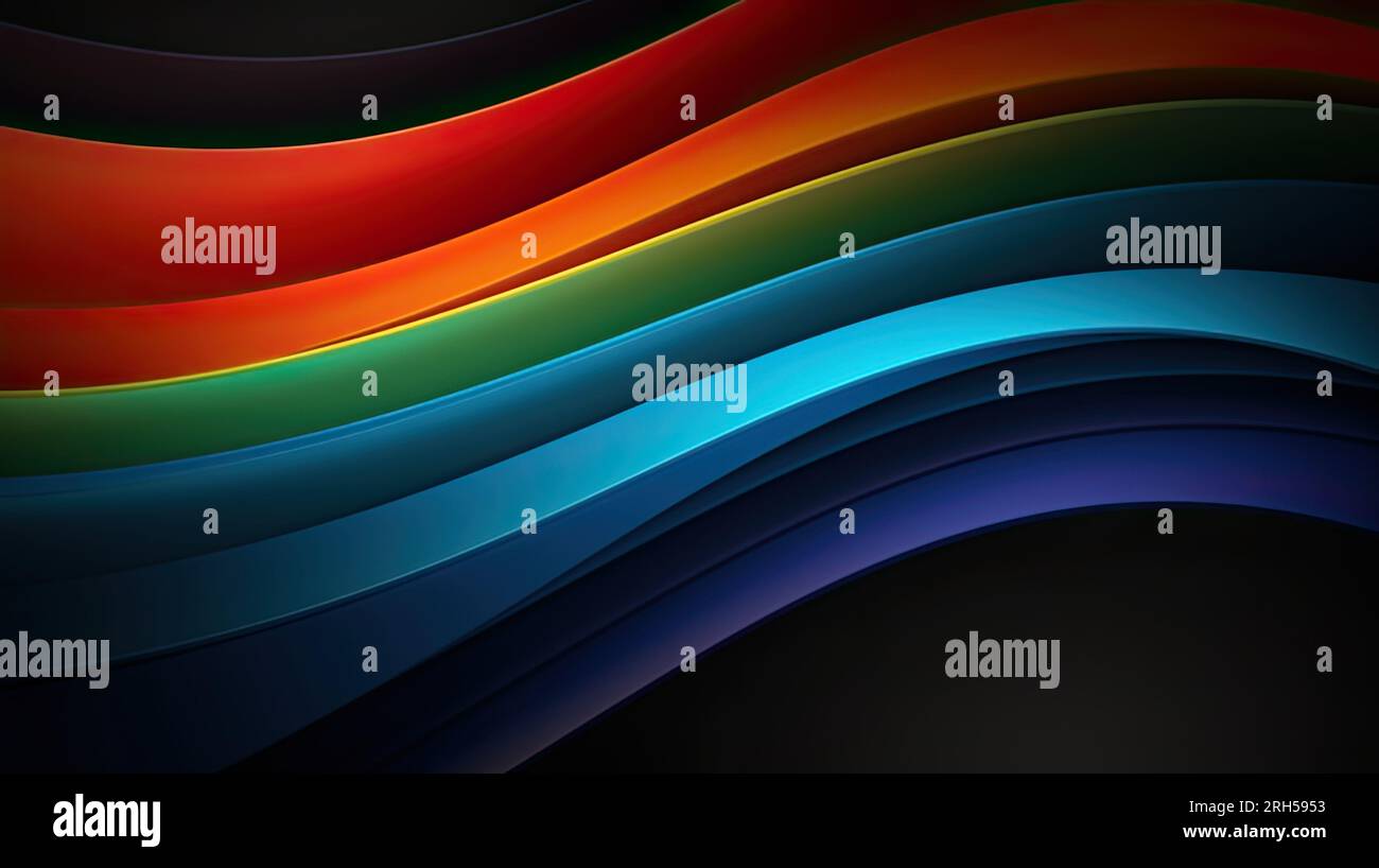 Sfondo astratto con forma di colore arcobaleno su sfondo nero Foto Stock