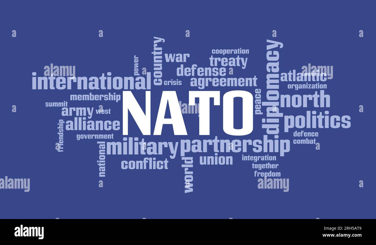 OSTRAVA, REPUBBLICA CECA - 2 SETTEMBRE 2022: Nuvola di parole della NATO con le parole relative all'Organizzazione del Trattato del Nord Atlantico Foto Stock
