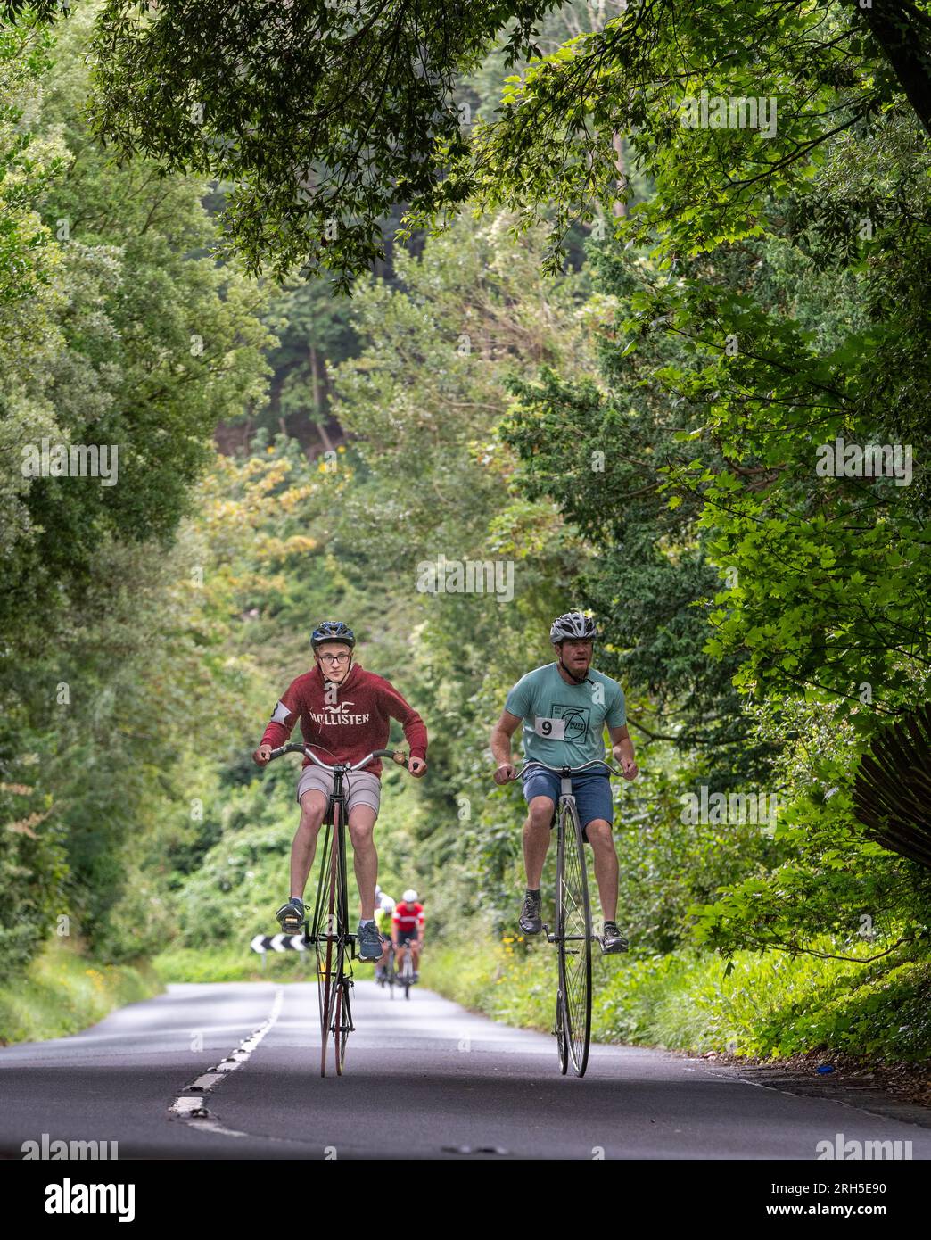 Penny Farthing Hill Climb Championships agosto 2023 Eastbourne, East Sussex, Regno Unito Foto Stock