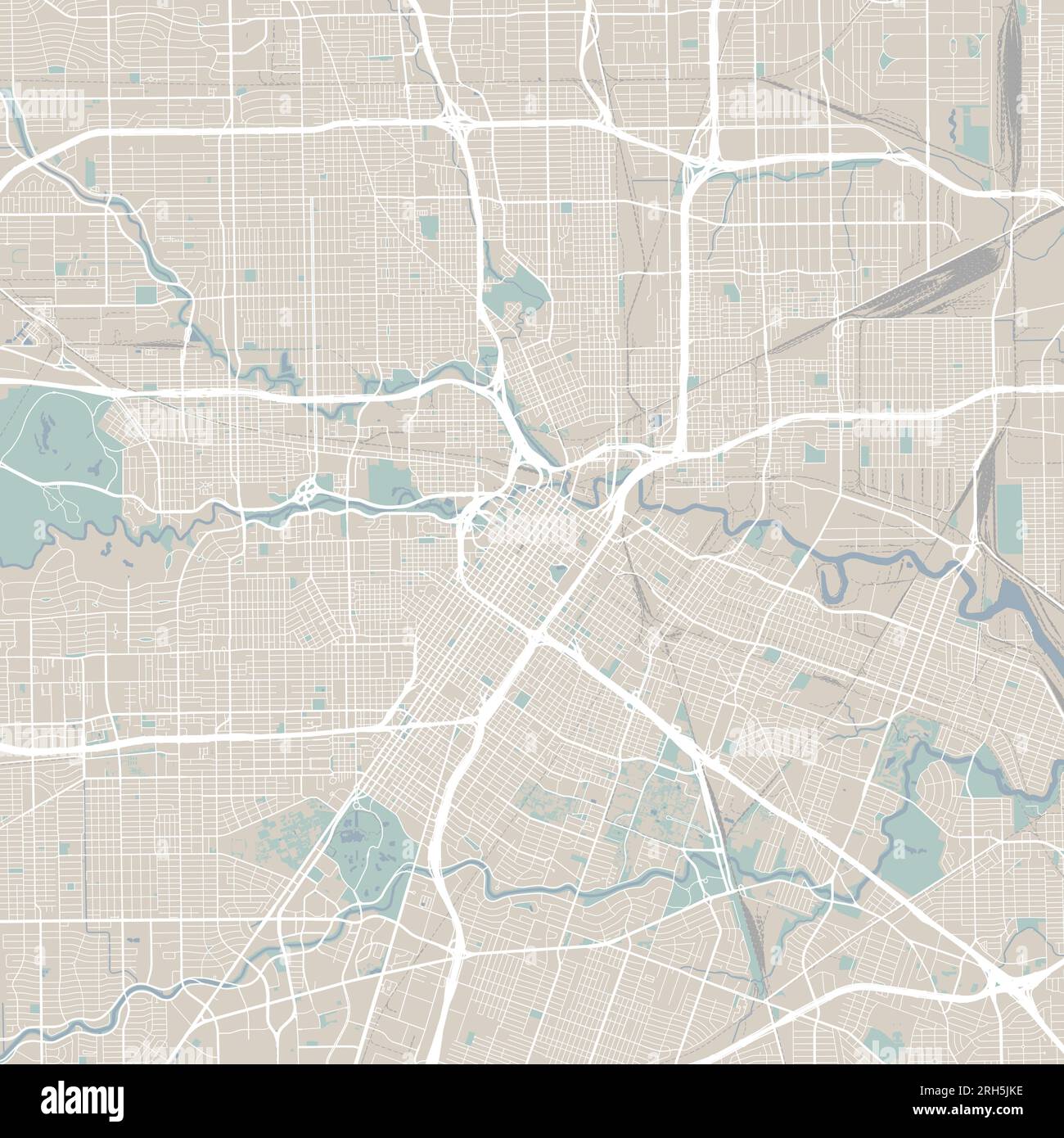 Grande mappa di Houston, area urbana Illustrazione Vettoriale