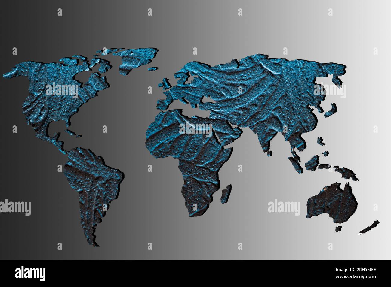 Disegnato grossolanamente una mappa del mondo con motivi Foto Stock