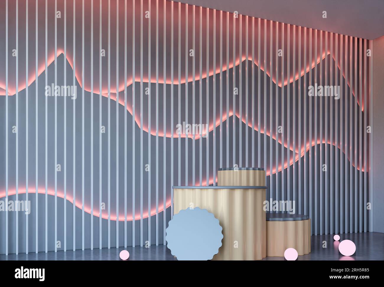 Esclusivo design decorativo dell'interno del pannello a parete, rappresentazione di illustrazioni 3d. Foto Stock