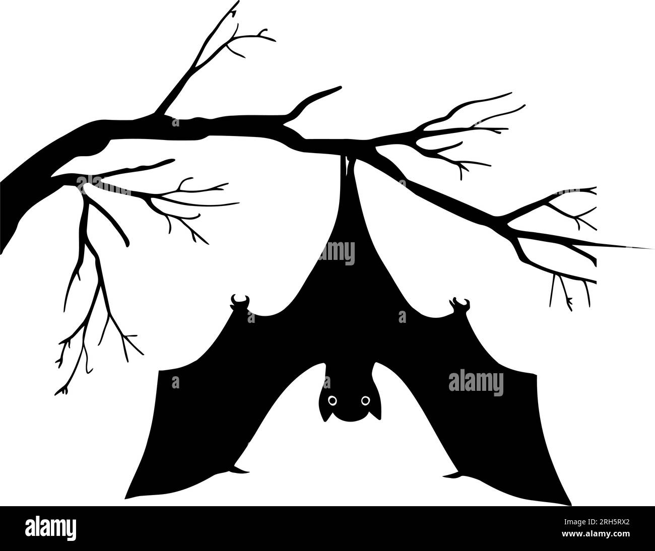 Mazza di Halloween appesa a una sagoma di ramo. Illustrazione vettoriale Illustrazione Vettoriale