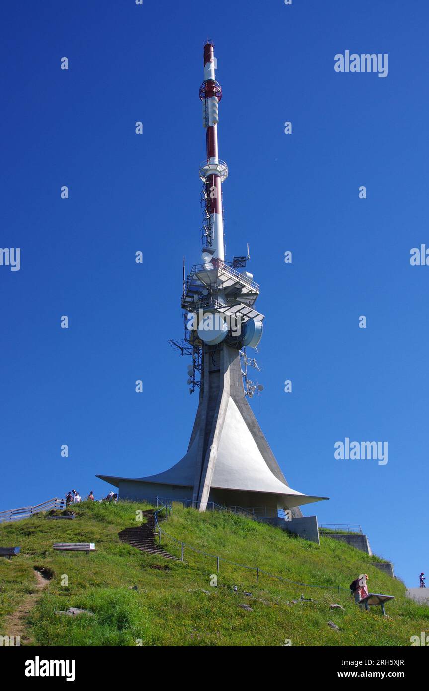 Antenna TV e comunicazione sul Kitzbhuler Horn, Austria. Foto Stock