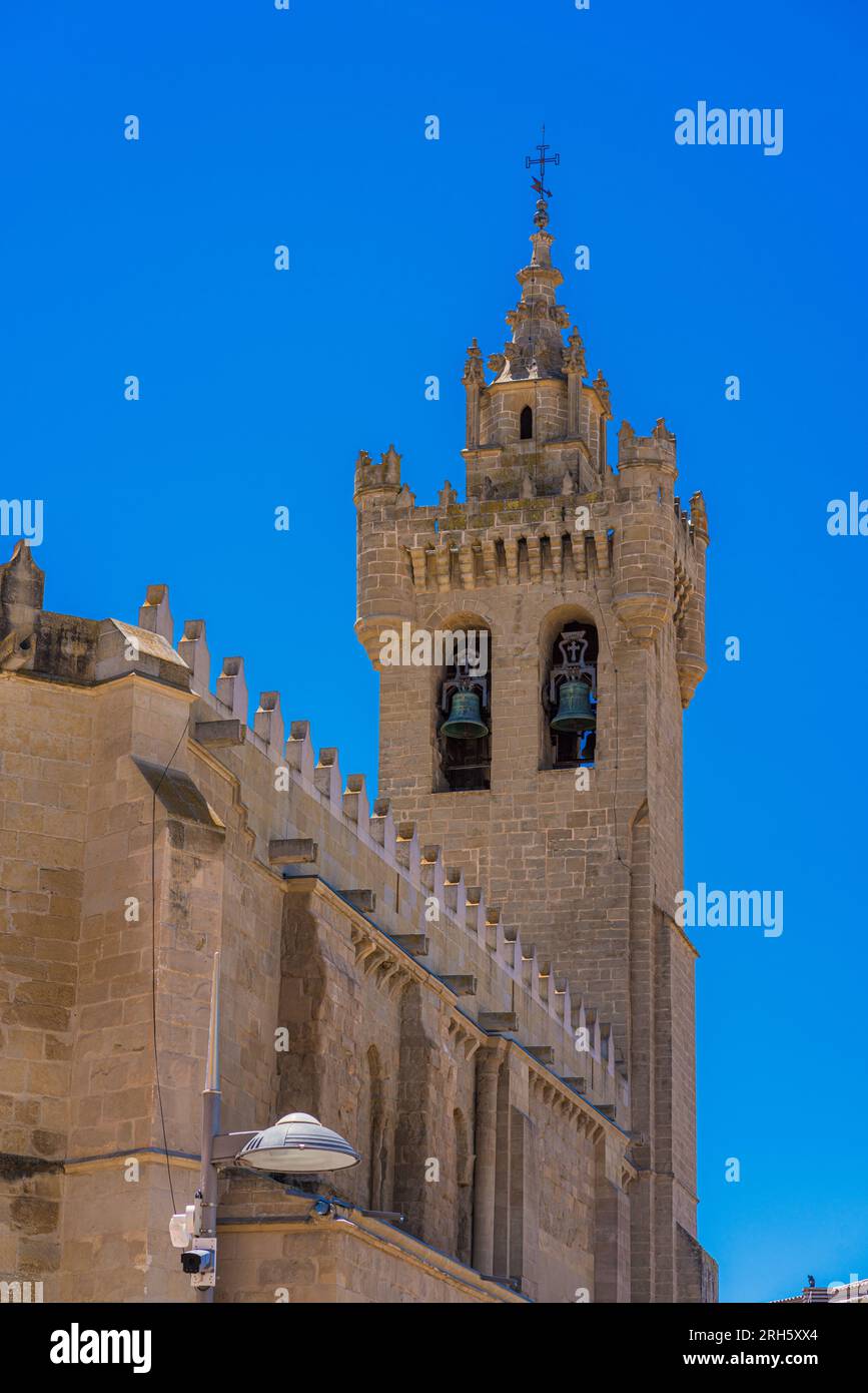 Vista della chiesa della Fortezza di San Salvador a Ejea de los Caballeros, Saragozza, Spagna Foto Stock
