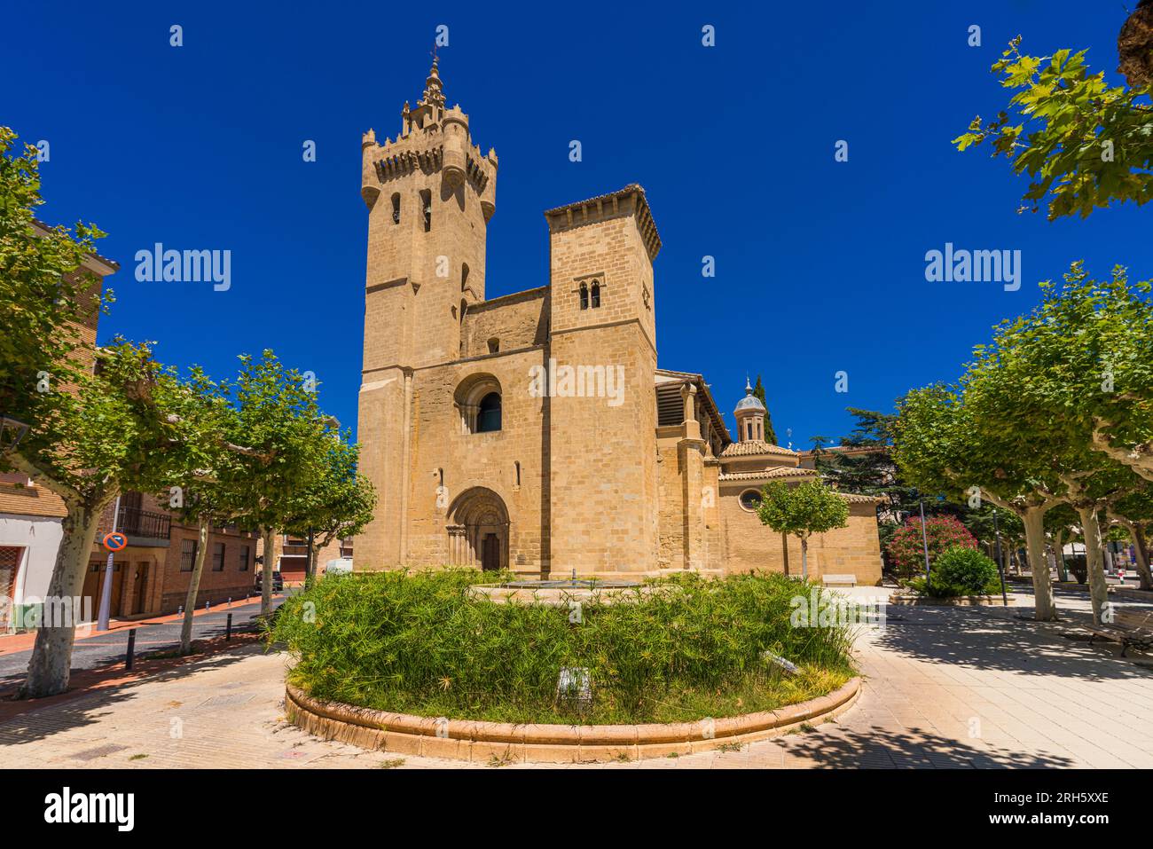 Vista della chiesa della Fortezza di San Salvador a Ejea de los Caballeros, Saragozza, Spagna Foto Stock
