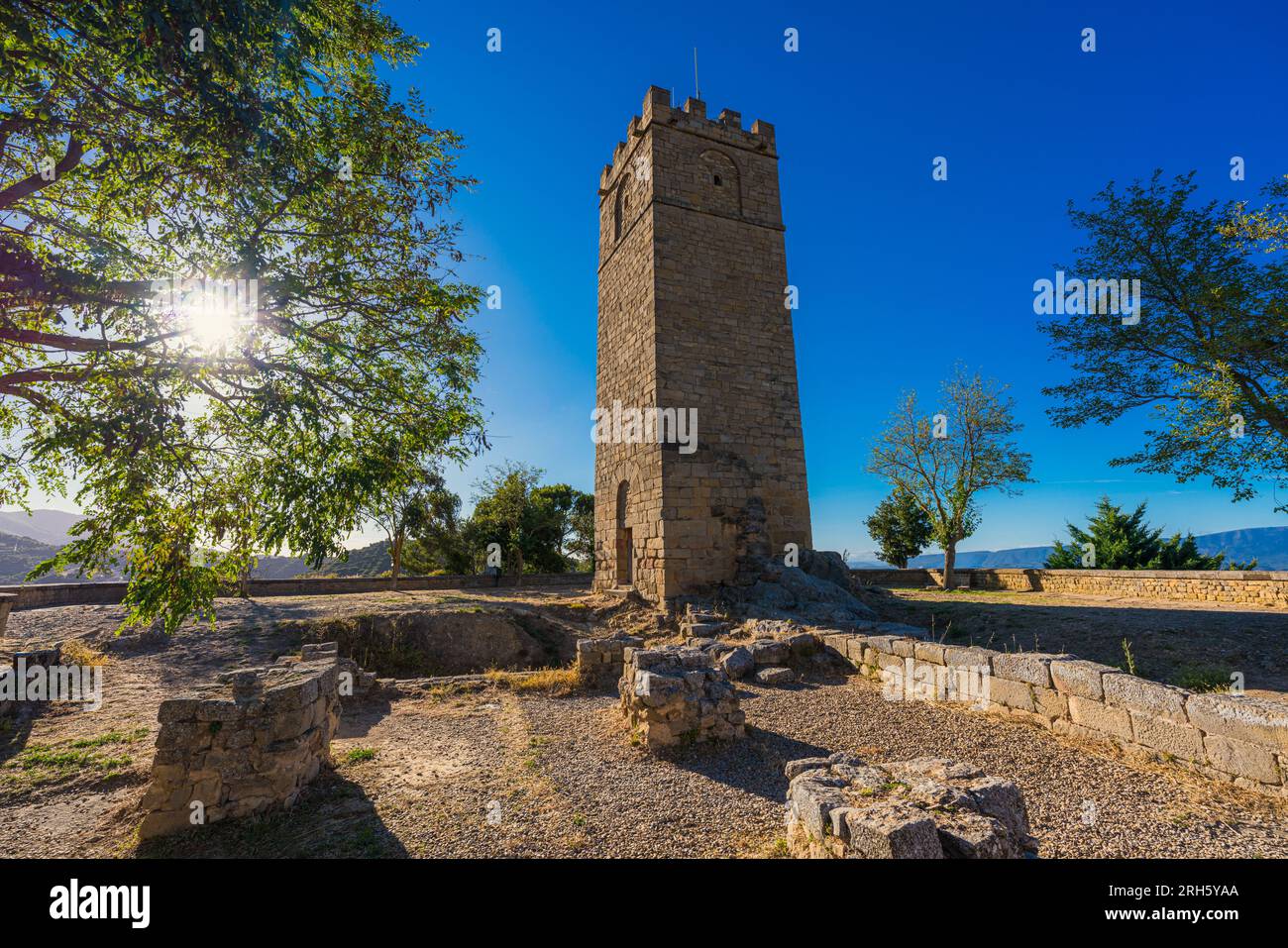 Vista della Torre del castello nella splendida città di SOS del Rey Católico, Spagna Foto Stock