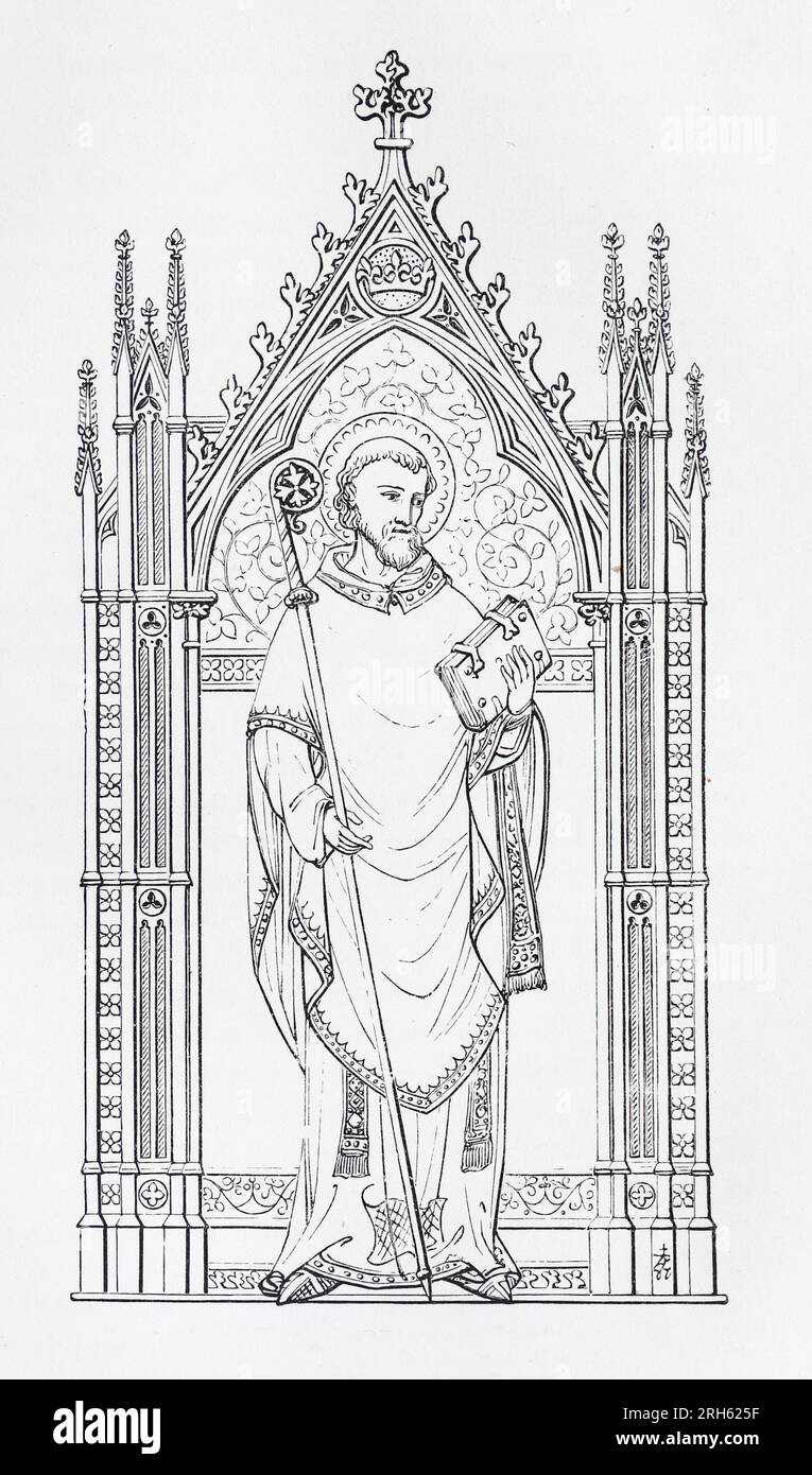 Sant'Aelred, abate di Rievaux, su progetto di Augustus Welby Northmore Pugin. Incisione da Lives of the Saints di Sabin Baring-Gould. Foto Stock