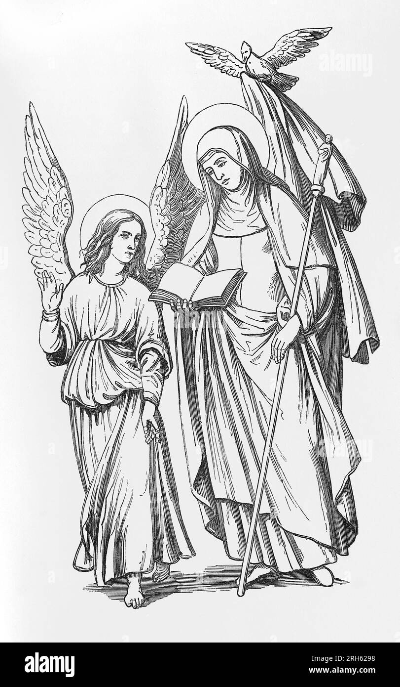 Saint Aldegund. Incisione da Lives of the Saints di Sabin Baring-Gould. Foto Stock