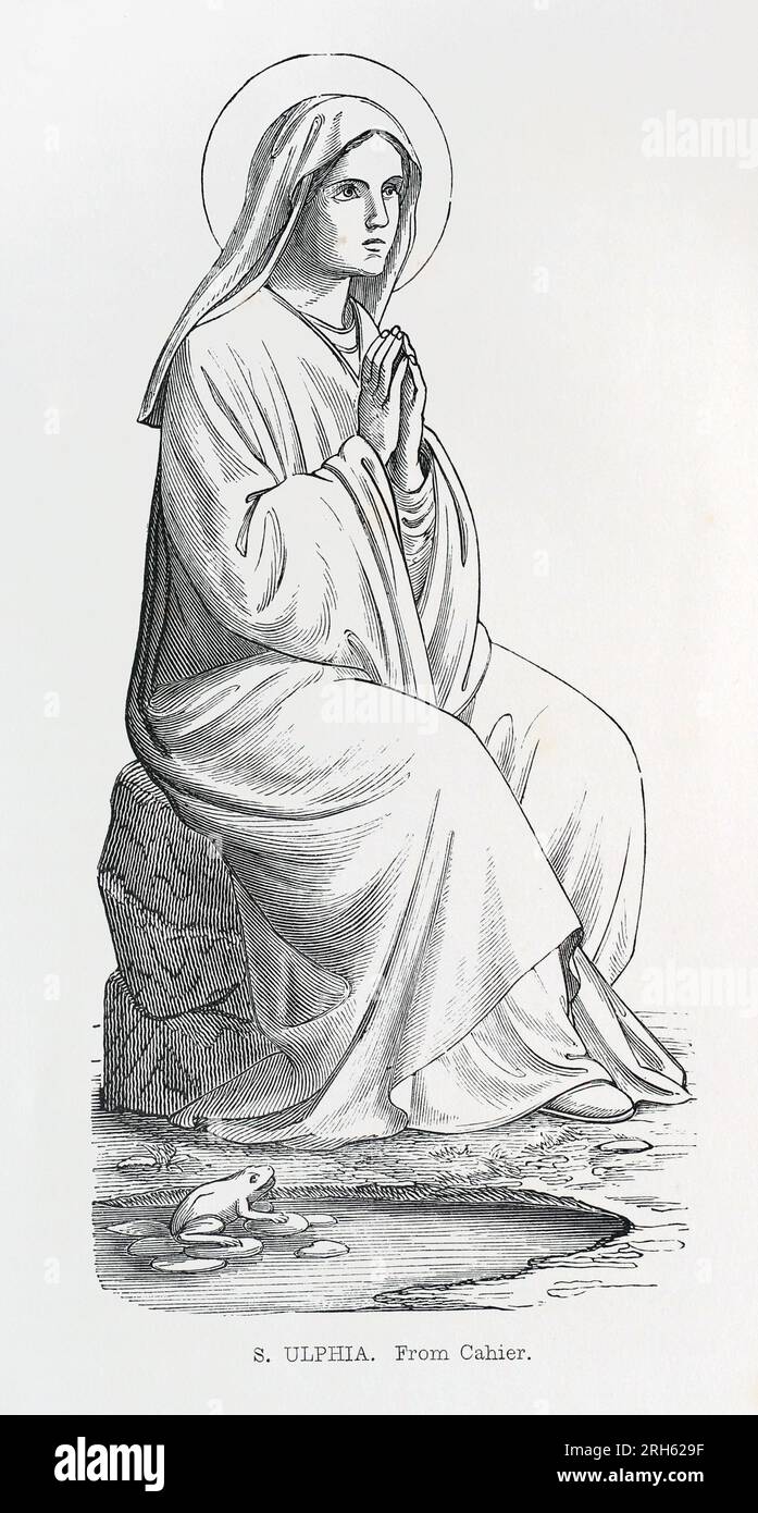 Sant'Ulfia di Amiens (alias Ulphe, Olfe, Wulfe, Wolfia o Wulfia). Incisione da Lives of the Saints di Sabin Baring-Gould. Foto Stock