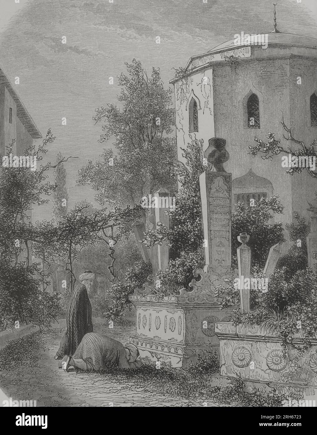 Crimea. Bakhchisarai. Mausolei dei Khan. Incisione. "Los Heroes y las Grandezas de la Tierra" (gli Eroi e le grandiosità della Terra). Volume vi 1856. Foto Stock