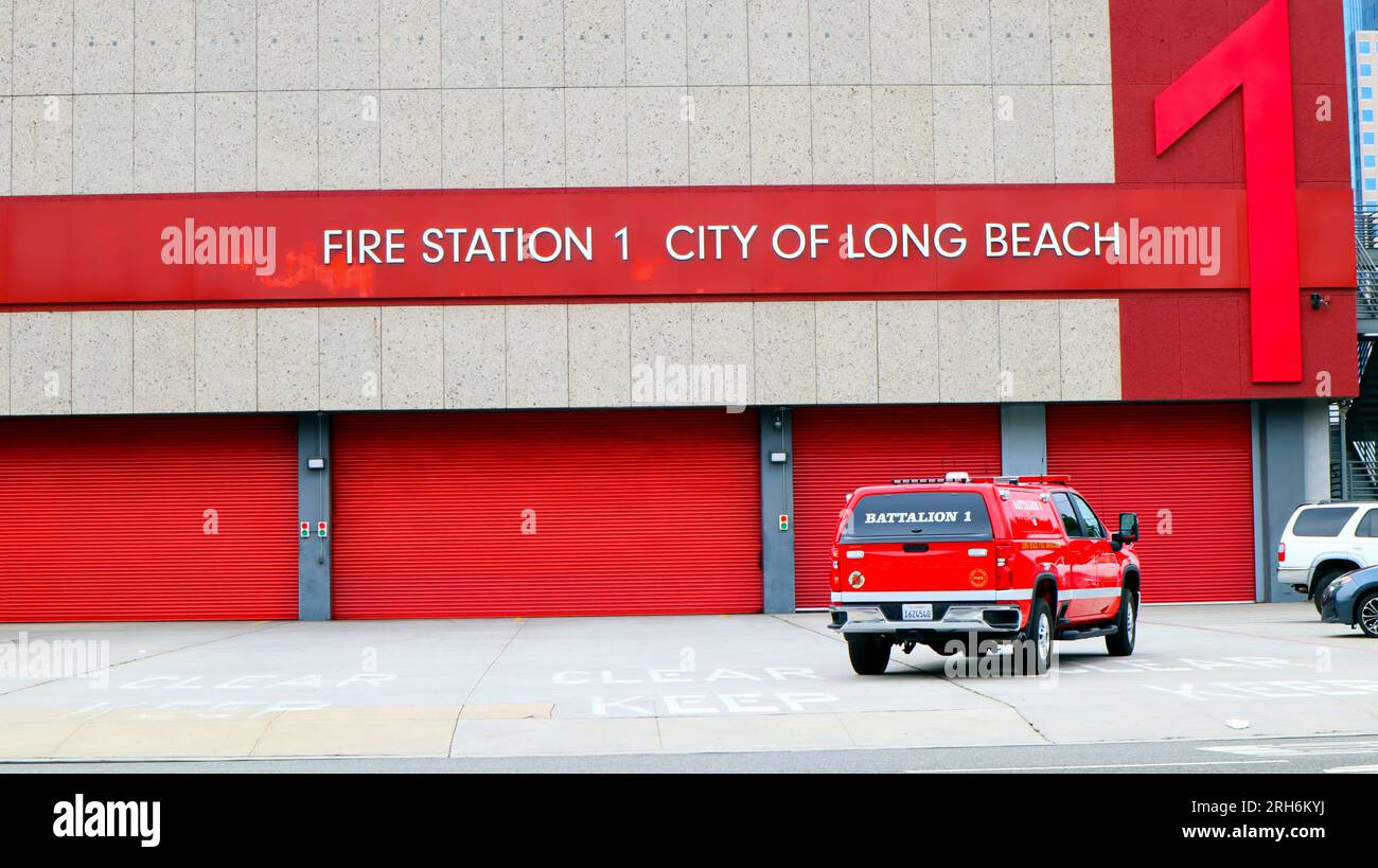 Long Beach, California: Stazione 1 dei vigili del fuoco della città di LONG BEACH al 100 di Magnolia Ave, Long Beach Foto Stock