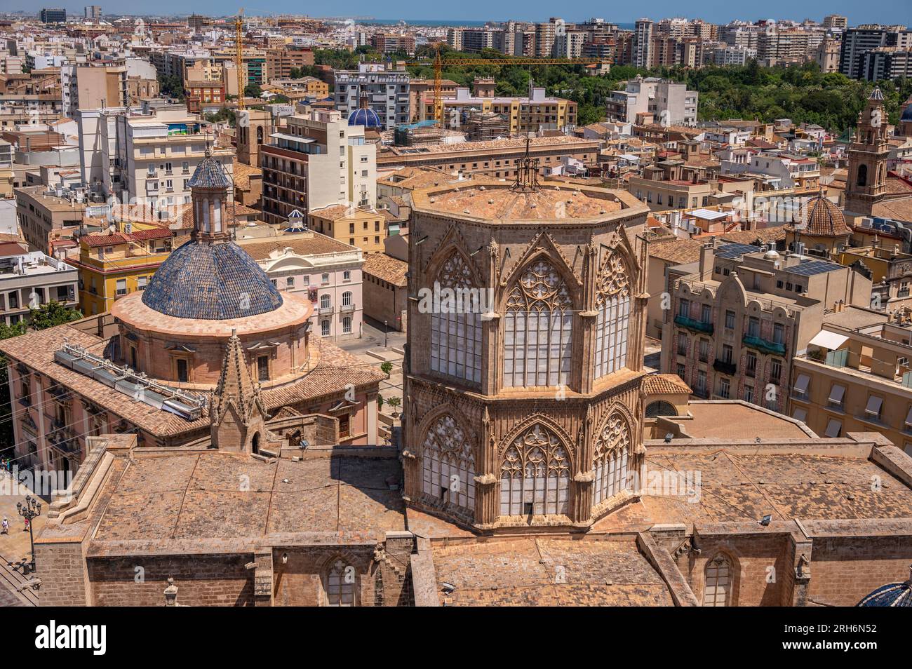 Vista della Valancia dalla torre della cattedrale principale di Valancia. Foto Stock