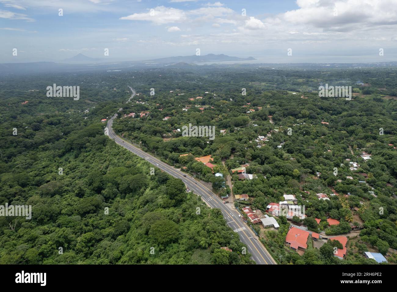 Vista aerea del paesaggio del Nicaragua dell'america centrale in una giornata di sole Foto Stock