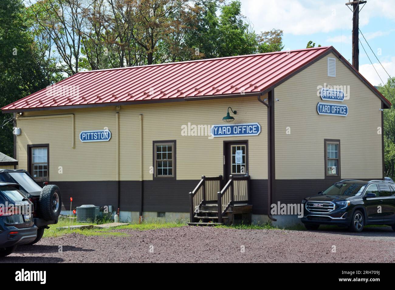 Reading & Northern Railroad (RBMN), la più grande rr privata della Pennsylvania, la nuovissima Wilkes barre-Scranton Regional Railroad Station a Pittston, Pennsylvania. Foto Stock