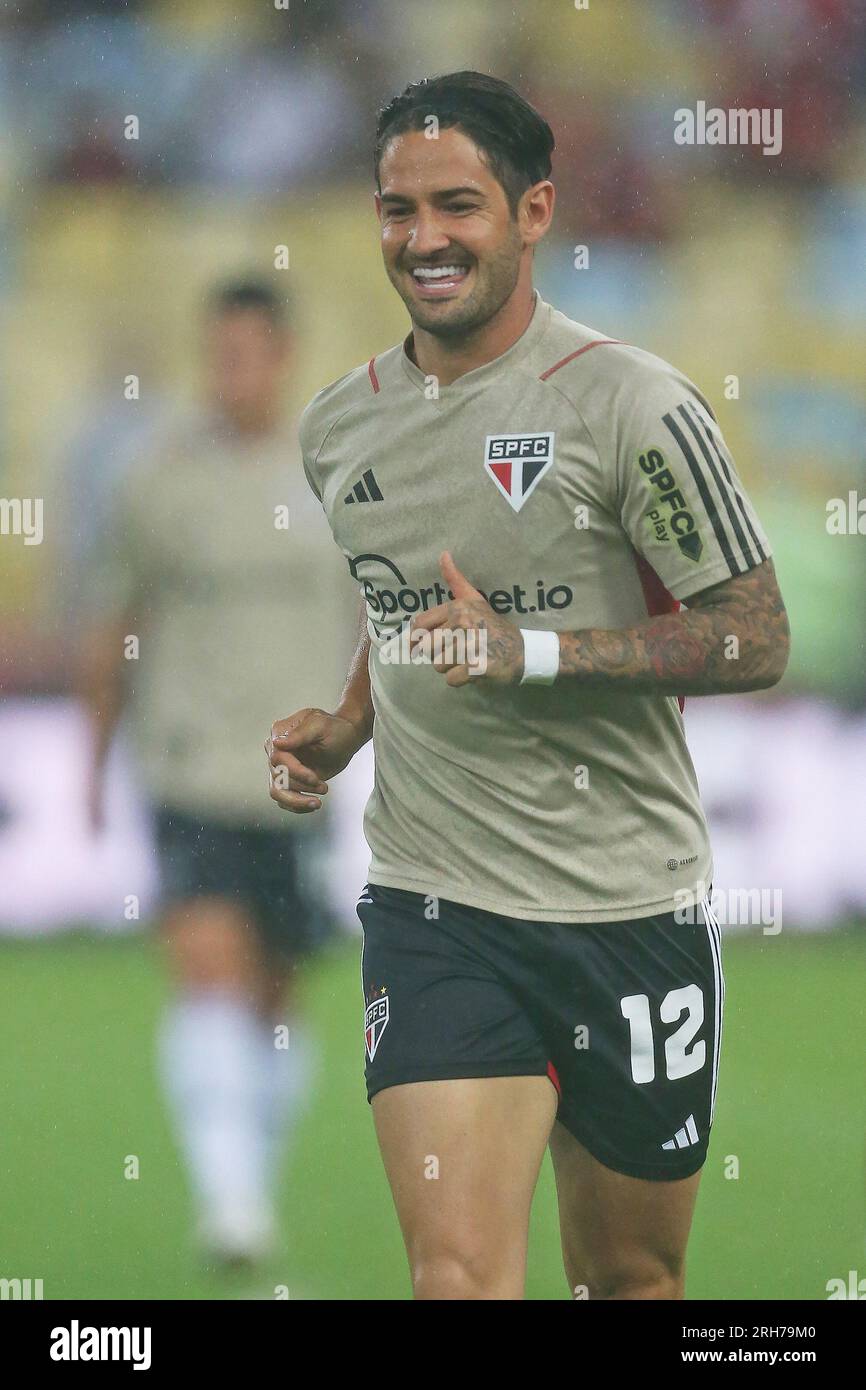 13 agosto 2023: Stadio Maracana Rio de Janeiro, Brasile; Alexandre Pato di San Paolo si riscalda prima della partita Flamengo e San Paolo nel Campeonato Brasileiro 2023 Foto Stock