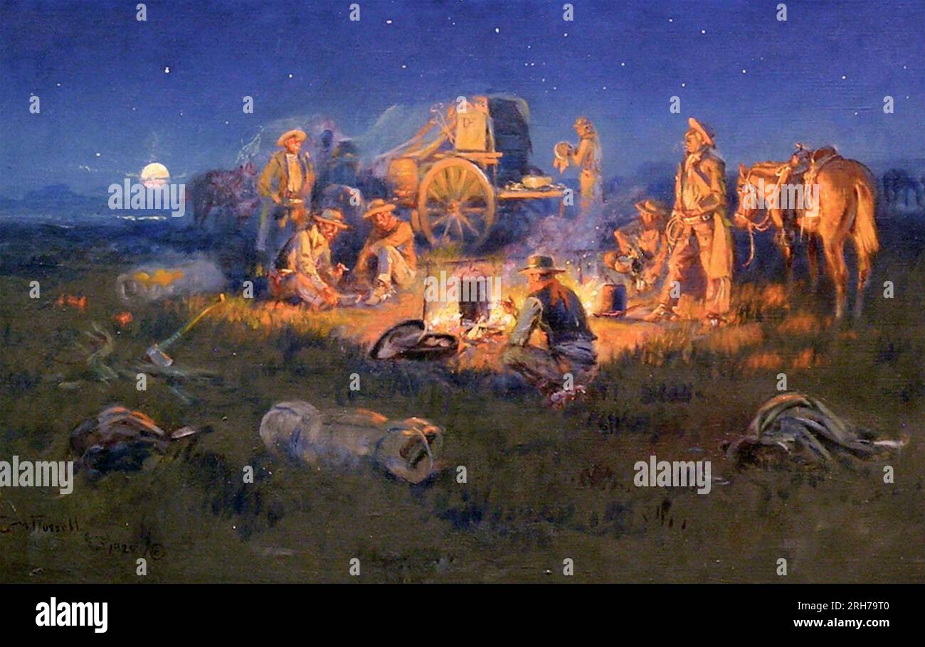 CHARLES MARION RUSSELL (1864-1926) artista americano del vecchio West Foto Stock