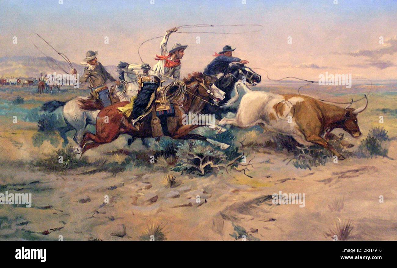 CHARLES MARION RUSSELL (1864-1926) artista americano del vecchio West Foto Stock