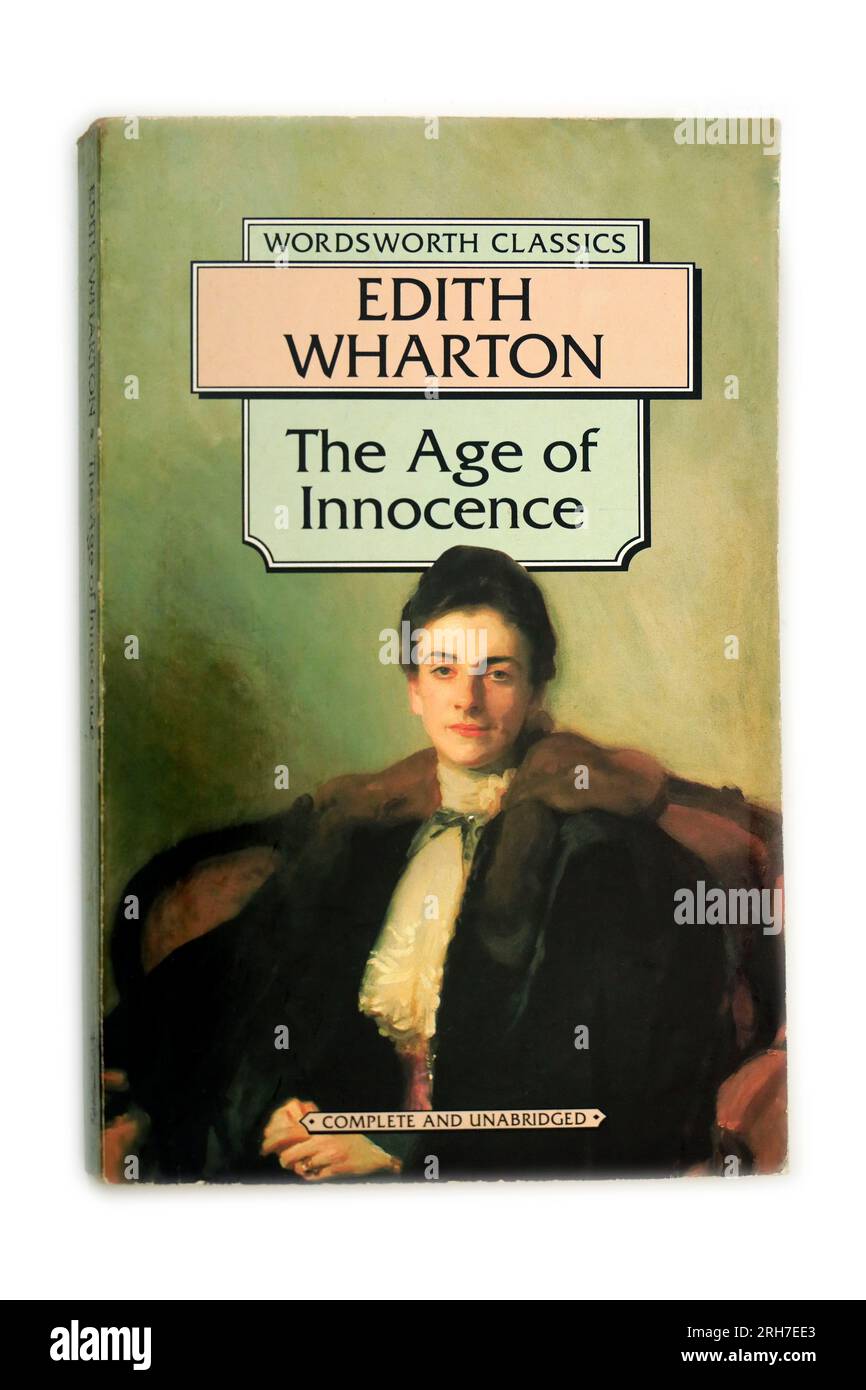 Edith Wharton - l'età dell'innocenza. Copertina del libro cartaceo. Studio configurato con sfondo bianco. Foto Stock