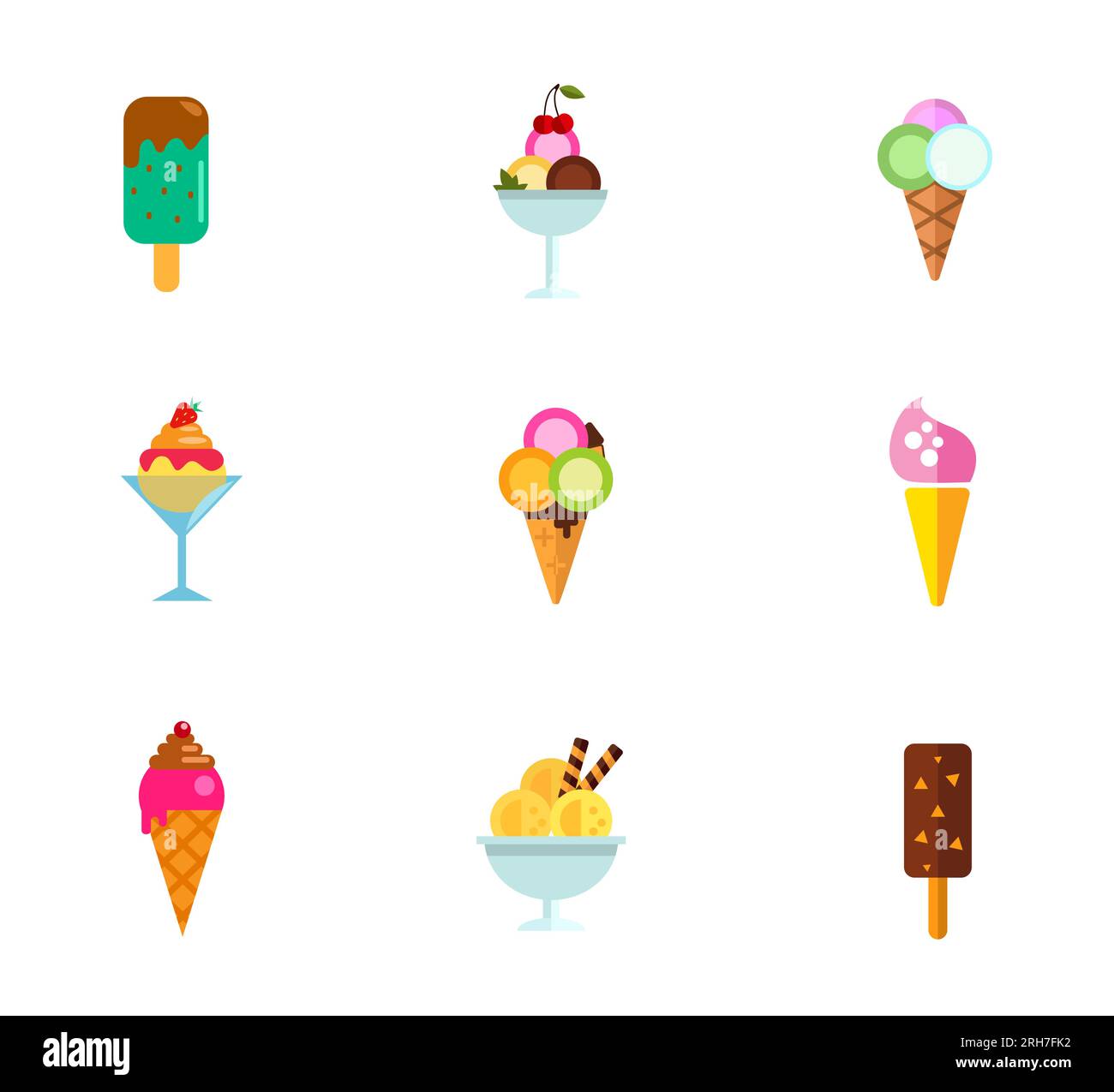 Set di icone per gelato Illustrazione Vettoriale