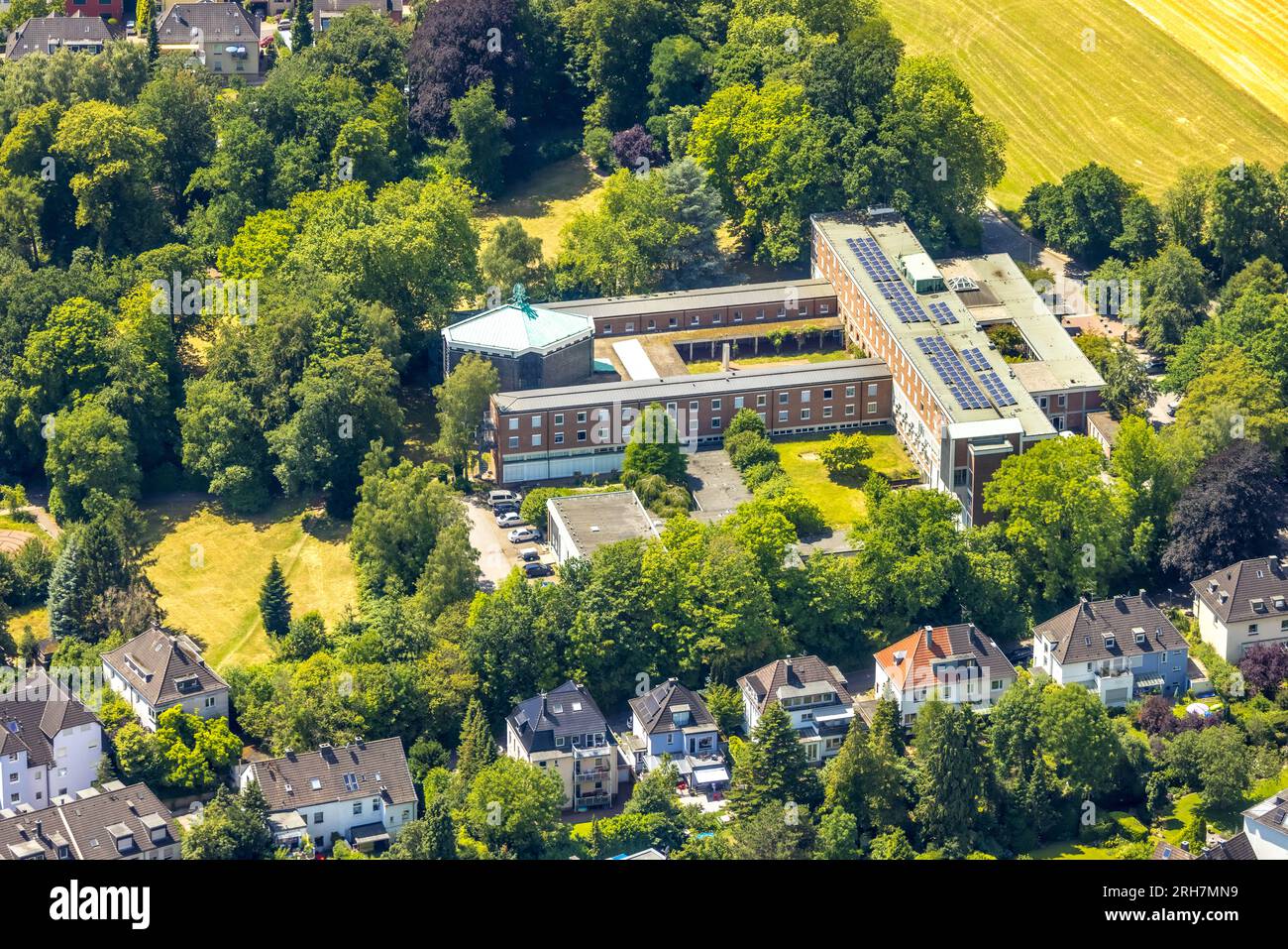 Veduta aerea, dipartimento di ritiro nella diocesi di Essen, Werden, Essen, regione della Ruhr, Renania settentrionale-Vestfalia, Germania Foto Stock