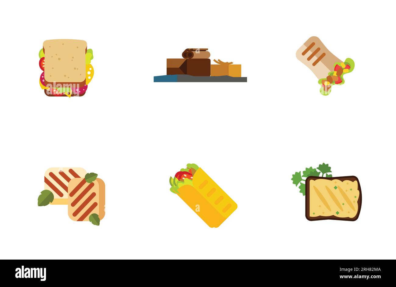 Set di icone snack Illustrazione Vettoriale
