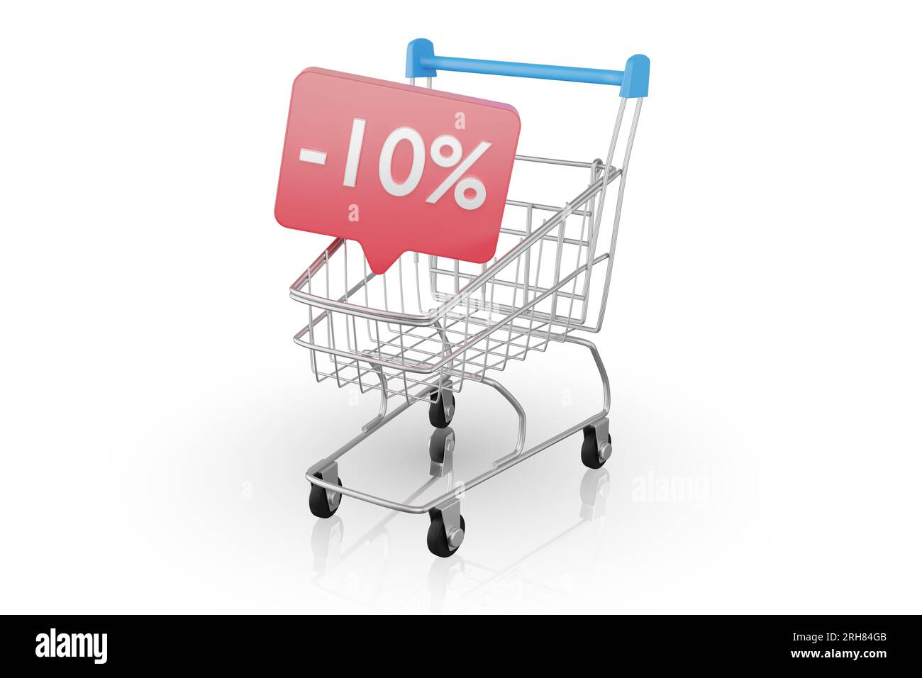 sconto del 10%. Icona di sconto per il carrello della spesa. Promozione con una vendita nel negozio. Pubblicità di vendita. Banner pubblicitario. - 10% di sconto Foto Stock