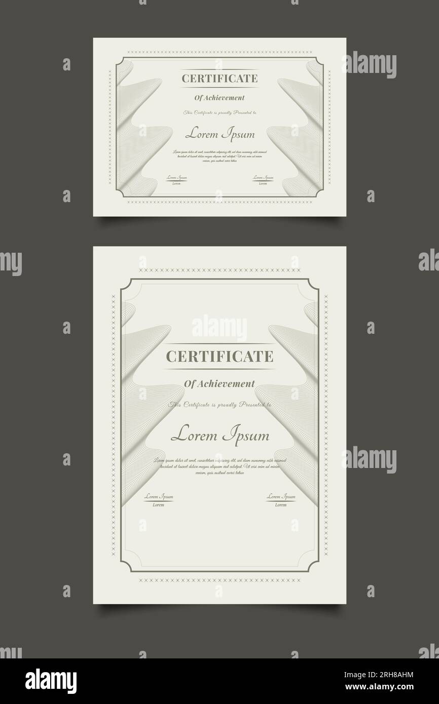 Modelli di certificato con ornamenti ondulati in stile classico Illustrazione Vettoriale