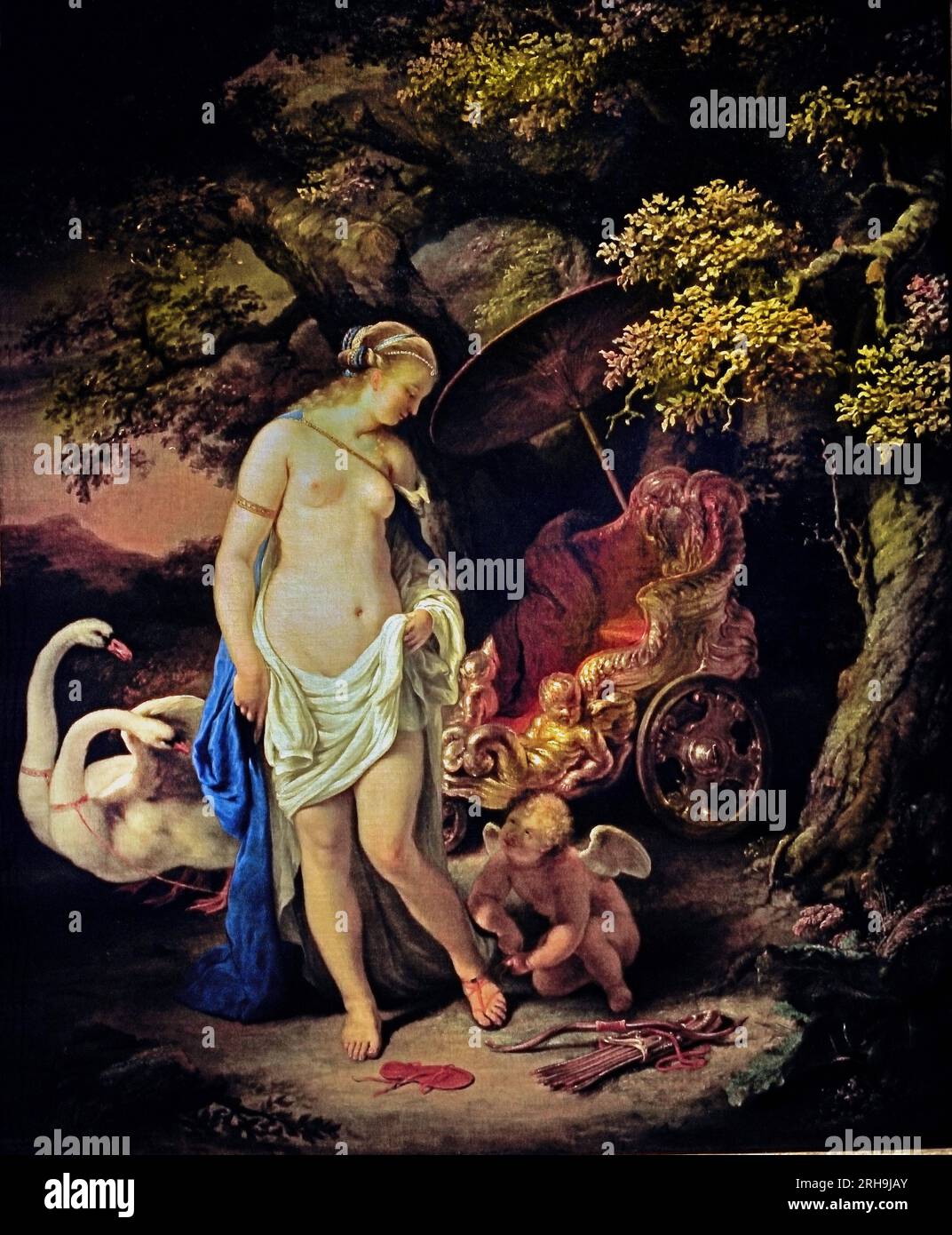 Venere e Cupido, 1659 di Ferdinand Bol (Dordrecht 1616 – 1680 Amsterdam) olandese, Paesi Bassi, Olanda. Bol probabilmente lavorò con Rembrandt fino a poco prima del 1642, l'anno dei suoi primi dipinti datati Foto Stock