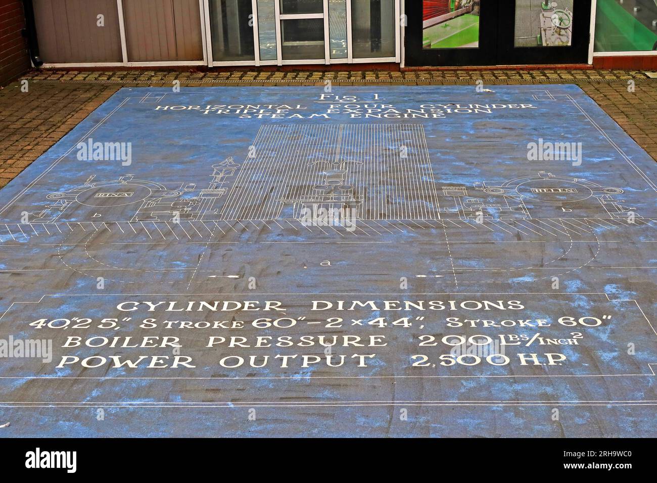 Il progetto del motore a vapore Wigan Trencherfield Mill è stato realizzato dai signori J&e John e Edward Wood, Woods e dagli ingegneri della Bolton, Lancs WN3 4EF Foto Stock